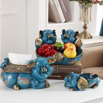 Creative fortune pig home decoration decoration Living room coffee table decoration Fruit plate Opening lucky gift Wedding gift