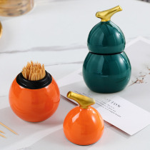 Creative and personalized ceramic gourd toothpick holder living room coffee table dining table restaurant toothpick box high-end home desktop ornaments