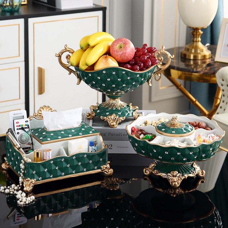 New Products Creative Versatile Containing Paper Towels Box Suit Light Lavish Green Dry Fruit Tray Living-room Tea Table Hem