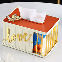 Light luxury creative simple tissue box living room home bedroom iron drawing Box storage home desktop decoration ornaments
