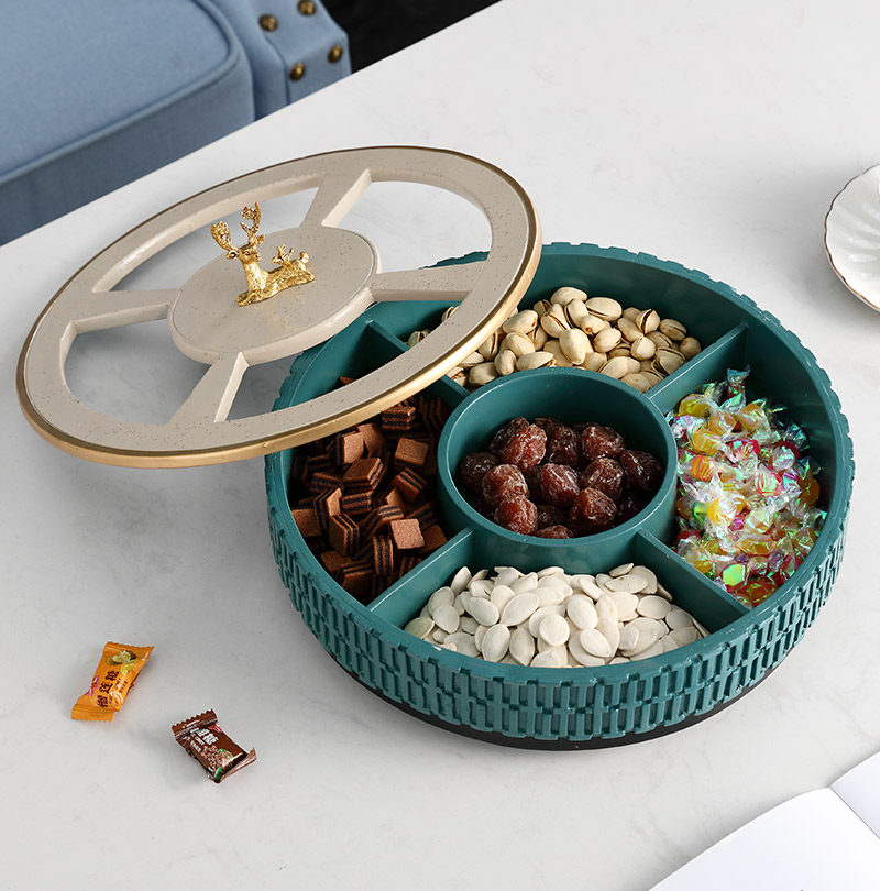 Personality Creativity Division G Dry Fruit Pan With Lid Subliving-room Tea Table Home Candy Box Upscale Light Lavish Home Decoration Goods