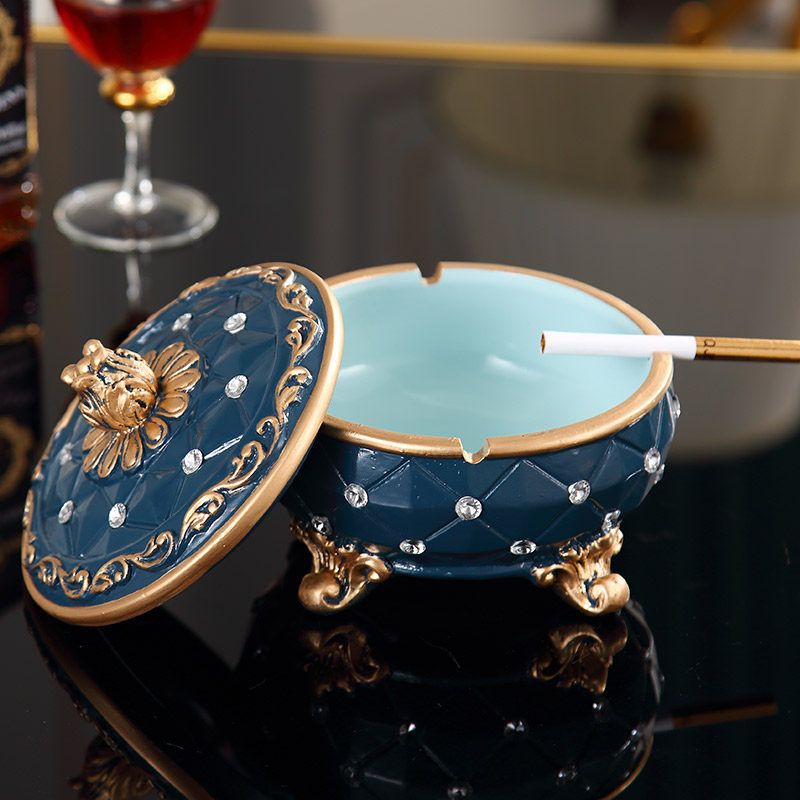 American Creative Personality Smoking Ash Tray Pop with lid Windproof Large home office Atmosphere minimalist decorations