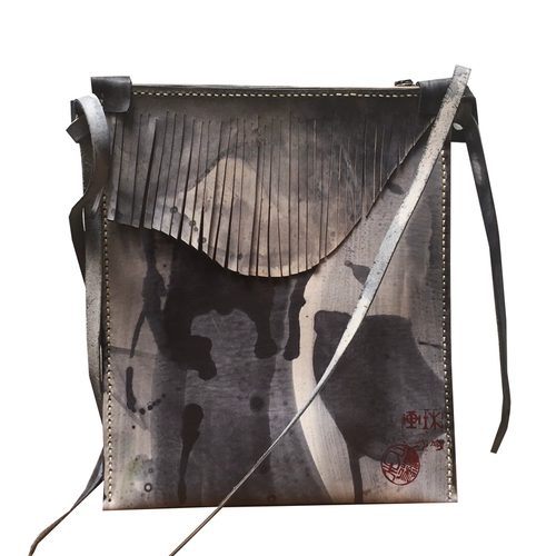 Арт -сумка ниша дизайнерская чернила сумка для ясень сумочка сумка ручной работы в ручной работы чистая кожаная сумка