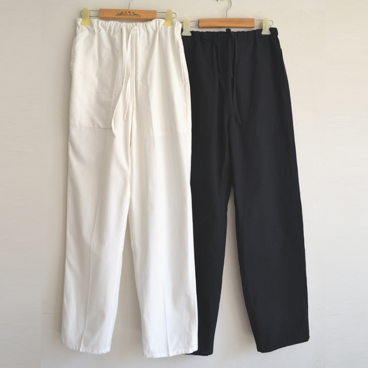 Pure cotton pants men's old coarse cloth middle-aged Tang suit solid color loose tight waist casual performance trousers Chinese style