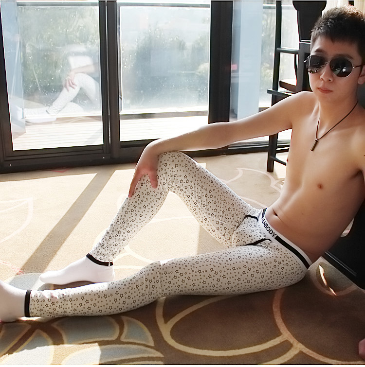Quần mùa thu nam đơn mảnh cộng với nhung dày thanh niên quần legging mùa thu Slim sexy eo thấp quần thủy triều mùa thu và quần ấm mùa đông quần giữ nhiệt nam thể thao