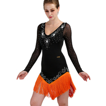 Rutsu Latin dance dress Latin dance costume competition suit v collar three-step sailor dance square dance skirt