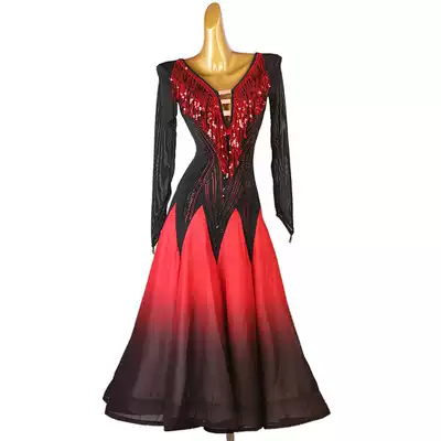 New product Real shot modern dance dress competition suit sequins social dance national standard dance big swing dress Waltz dance dress