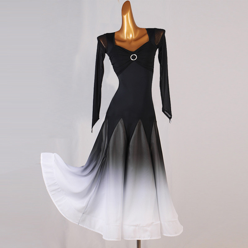 Exquisite diamond-button modern dance dress art exam dress class dress gradient ballroom dance skirt national standard dance costume waltz dance skirt