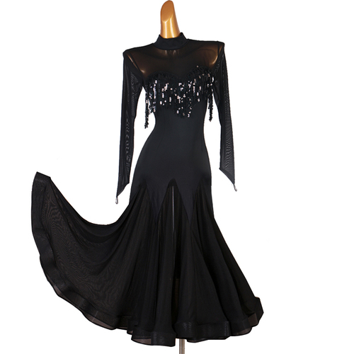 Black Ballroom dance dresses for women Girls sequined modern dance ...