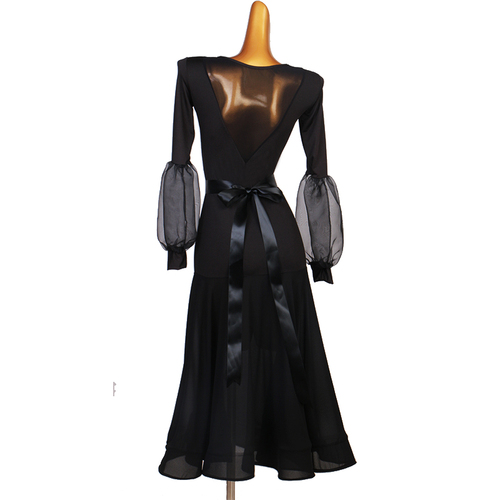 Black Ballroom dance dresses for women Girls Court sleeve modern dance dress Ballroom Dance Dress