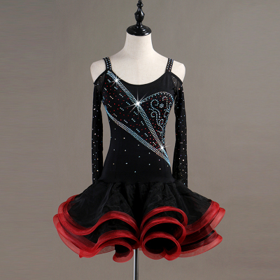 Latin Dance Dresses Latin Dance Competition Dresses / Rhinestones High Dress