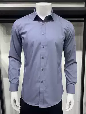 Spring new men's solid color long sleeve shirt casual fashion Men's lapel shirt dress bottoming coat bamboo fiber