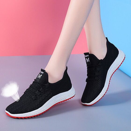 Old Beijing cloth shoes women's shoes flat single shoes casual work shoes net shoes soft bottom dancing mother sports shoes non-slip