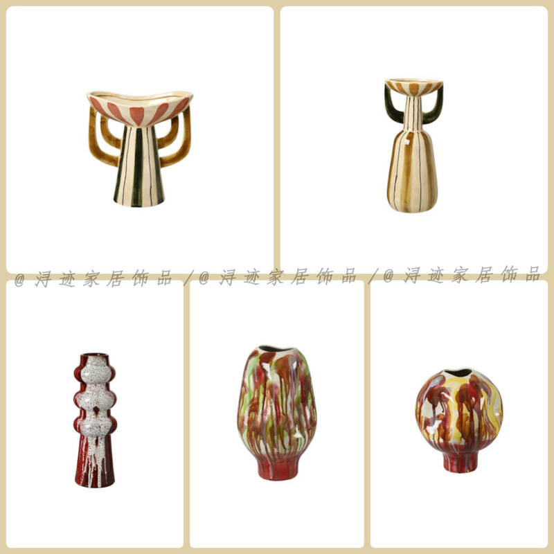 Modern Minimalist Kiln-Fired Hand-Painted Ceramic Vase Decorative Ornament for Living Room and Study, Creative Ink Flow Glaze Flower Arrangement Vessel Modern Minimalist Kiln-Fired Hand-Painted Ceramic Vase Decorative Ornament for Living Room and Study, Creative Ink Flow Glaze Flower Arrangement Vessel