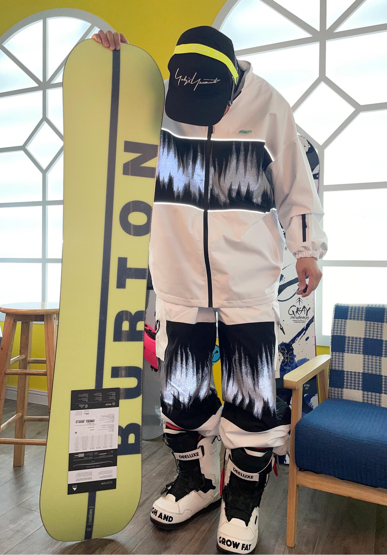Shangguan Sa 22 new pomt ski suit suit Korean men and women with loose waterproof inner fleece warm flat flower