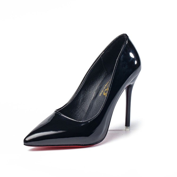 Black elegant career High heel Shoe pointed slim 10cm fine heel Single shoe 43 Large size size 42 Code 33 small code 34 women's shoes