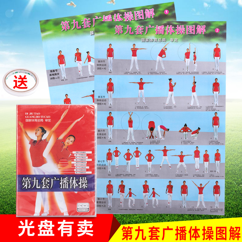 The State General Administration of Sports approved the new version of the ninth set of broadcast gymnastics wall chart Broadcast gymnastics illustrated teaching steps schematic wall chart