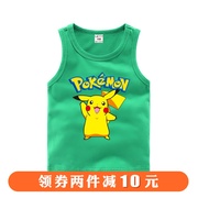 Childrens vest mùa hè mỏng 3 bé trai và bé gái áo bông 5 tuổi không tay áo phía dưới Picachu childrens mặc.