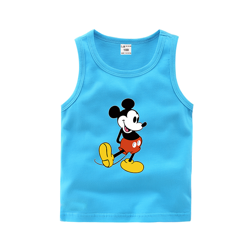 Mickey bé trai vest trẻ em bông cô gái mùa hè trẻ em mỏng mùa hè váy cậu bé không tay quần áo nhỏ.