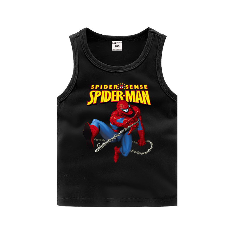 Childrens vest mùa hè mỏng 3 bé trai vest bông 5 tuổi bottomshirt Spider-Man Superman childrens mặc.