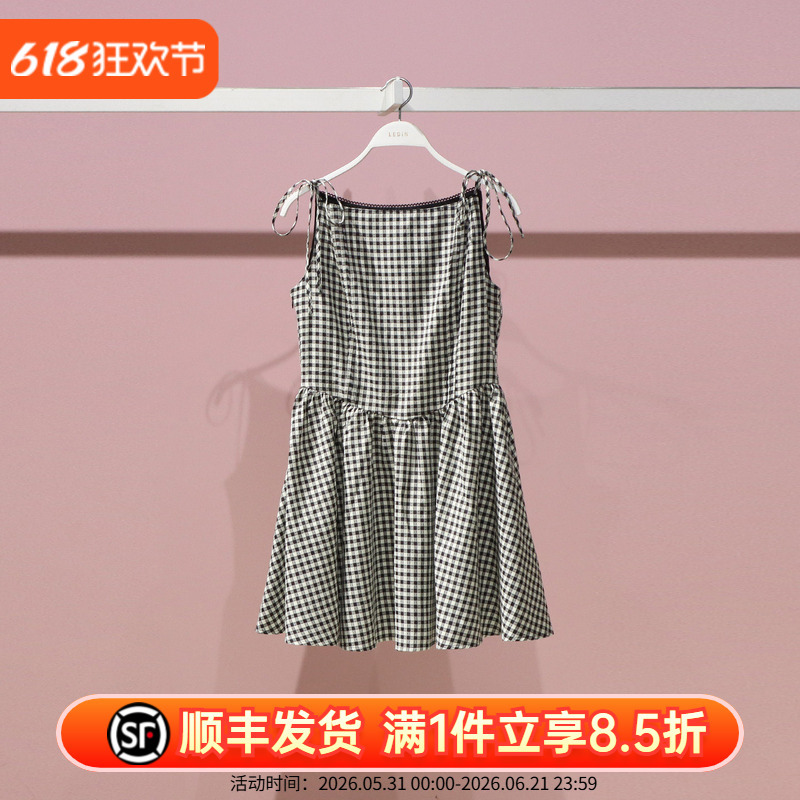 C1Fag2716 Ledin Women's Clothing 2026 Summer Collection Authentic Fashion Sleeveless Dress Plaid Skirt C1Fag2716J9 C1Fag2716 Ledin Women's Clothing 2026 Summer Collection Authentic Fashion Sleeveless Dress Plaid Skirt C1Fag2716J9