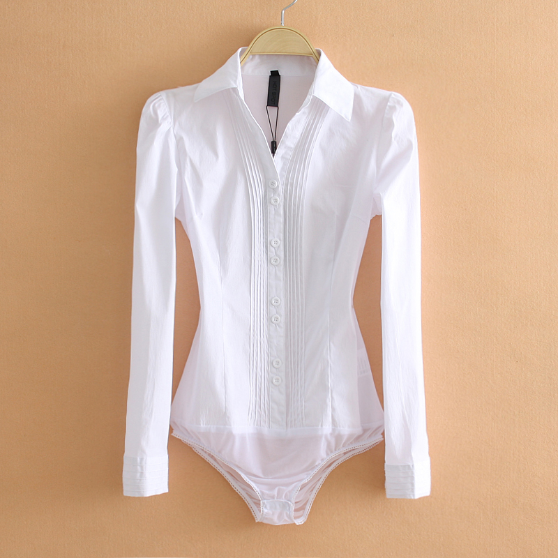 Korean White Professional Shirt with Vertical Pleats, White One-Piece Shirt for Women, Long-Sleeved Women's Shirt, Solid Color Cotton Top, Slim Fit Korean White Professional Shirt with Vertical Pleats, White One-Piece Shirt for Women, Long-Sleeved Women's Shirt, Solid Color Cotton Top, Slim Fit