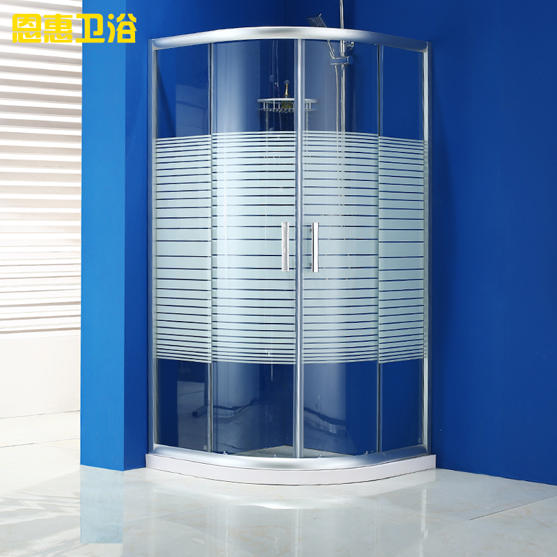 Simple Shower Room Integrated Bathroom Sliding Door Tempered Glass Curved Fan Dry and Wet Separation Partition Bath Screen