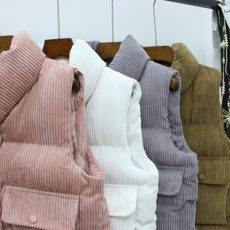 Mùa thu đông mùa đông áo vest rộng rãi áo khoác vest vest 2018 vải nhung dày ngắn xuống áo vest nữ áo khoác dạ nữ ngắn