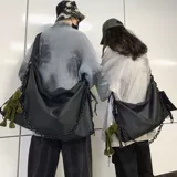 Вместительная и большая черная сумка через плечо для отдыха на одно плечо, подходит для студента