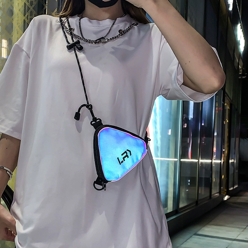 Трендовые маленькие наушники в стиле хип-хоп, светоотражающая сумка для техники, монеты, кошелек, треугольник, рюкзак