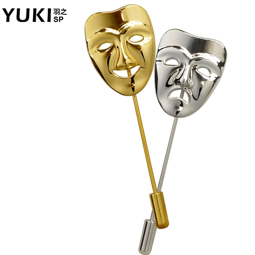 Брошь, костюм, маска, инкрустация камня, Южная Корея, японские и корейские