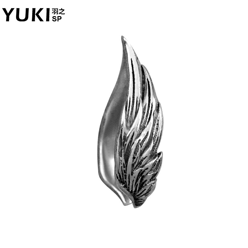 YUKI niche designed 925 pure silver ear clip ear bone clamp INS male and female couple angel demon silver jewelry