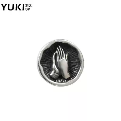 YUKI men 925 sterling silver ear needle tide Man single male and female INS earring jewelry retro prayer hand ear