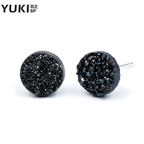 YUKI tide male and female European and American natural crystal cluster single 925 sterling silver earrings silver jewelry ore ear ornaments