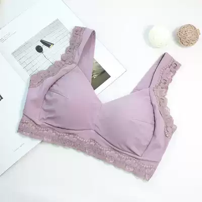 Japanese single parent skin pure cotton without steel rim, comfortable and seamless, gathered side-closed women's underwear, plus-size thin bra