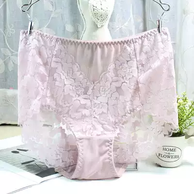Exported to Japan thin, large size, medium and high waist, seamless lace, sexy cotton crotch, hip, slightly closed abdomen, breathable women's underwear