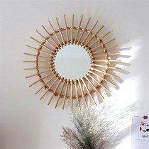 INS Nordic style Indonesian rattan makeup mirror Bohemian style Indian style makeup mirror Bed and breakfast home decoration