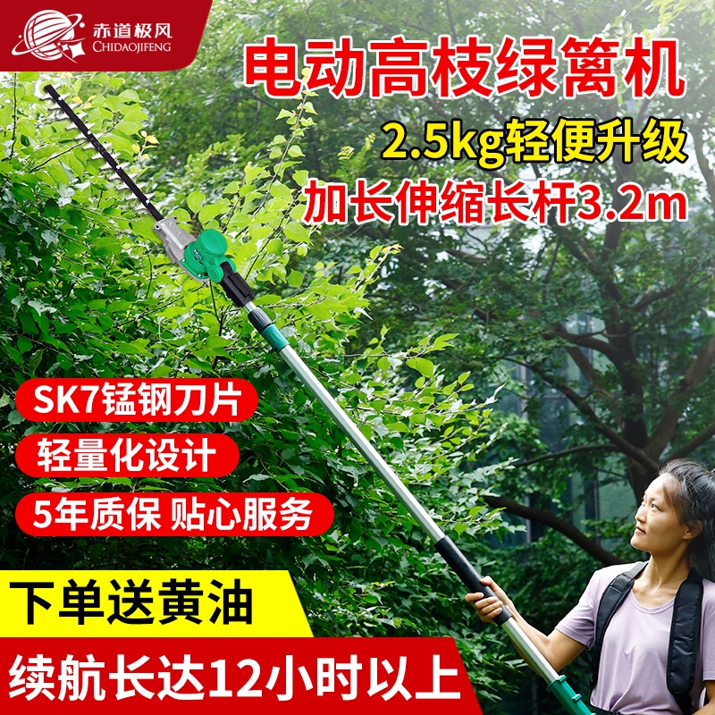 Electric High-Branch Hedge Trimmer, Long Pole High-Altitude Pruning Machine, Garden Landscaping Rechargeable Osmanthus Tree and Lychee Tree Pruning Machine