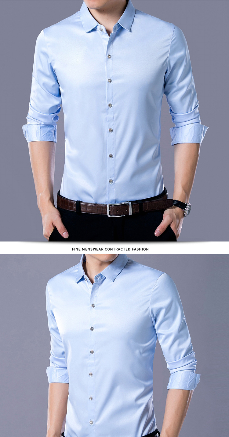 Áo thun nam co giãn màu đen dài tay thun mỏng Hàn Quốc phiên bản hot mùa thu kinh doanh áo sơ mi nam trẻ trung quần tây áo sơ mi
