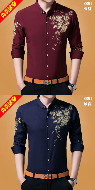 Áo sơ mi nam size lớn tay dài cộng với phân bón để tăng mỡ thừa mỡ người béo XL mùa thu kinh doanh áo đen thủy triều áo sơ mi kẻ caro