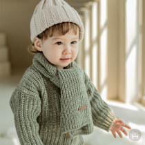 S318 Korean imported soft woolen scarf for boys and girls in autumn and winter for infants and young children to prevent cold and warm neck scarf