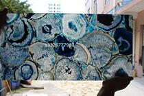 Imported natural blue agate Crystal Board hotel club Villa TV background wall ceiling light transparent stone lamp
