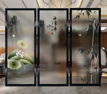 Art glass custom living room screen partition porch double-sided light transmission tempered frosted Chinese style Chinese style