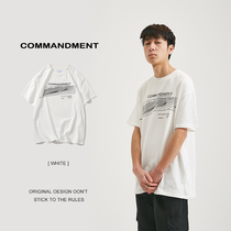COMMENT Summer Street Basic Crewneck Loose Casual Personality Printed Short Sleeve T-shirt for Men