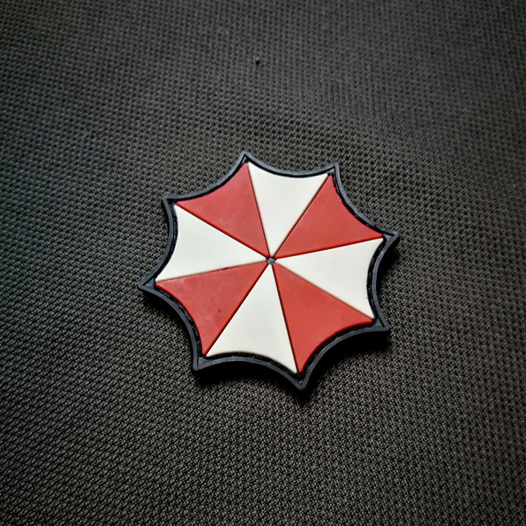 Red and white umbrella PVC armband hook and loop badge senior embroidery badge personalized waterproof backpack sticker