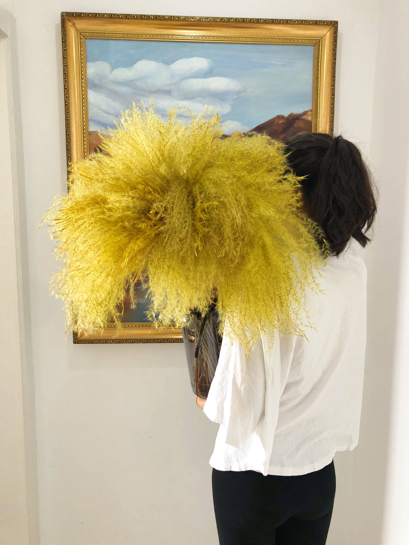 Ins cute cute chick yellow reed dried flower bouquet with bottle set girl home decoration decoration props