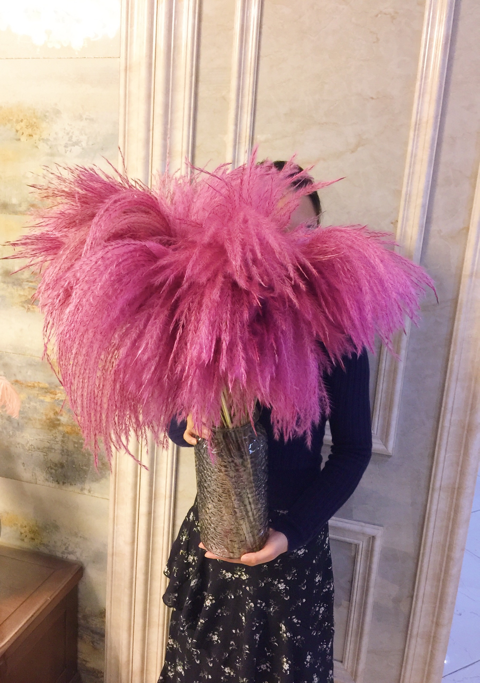 ins wind girl heart full of stunning pink reed dry flower bouquet European decoration props bedroom home decoration