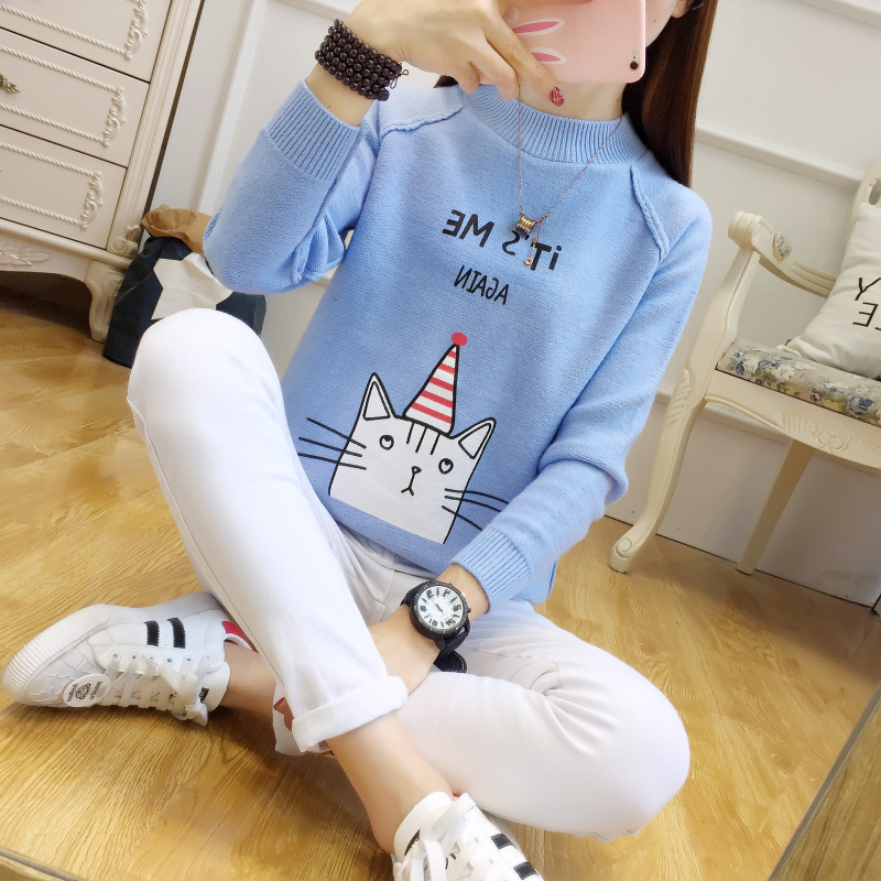 Cô gái 18 tuổi mặc mùa thu thanh niên nữ học sinh trung học cơ sở thả lỏng 16 áo sơ mi 14 áo len 13 trẻ lớn 12 thủy triều áo len cổ cao cho nữ