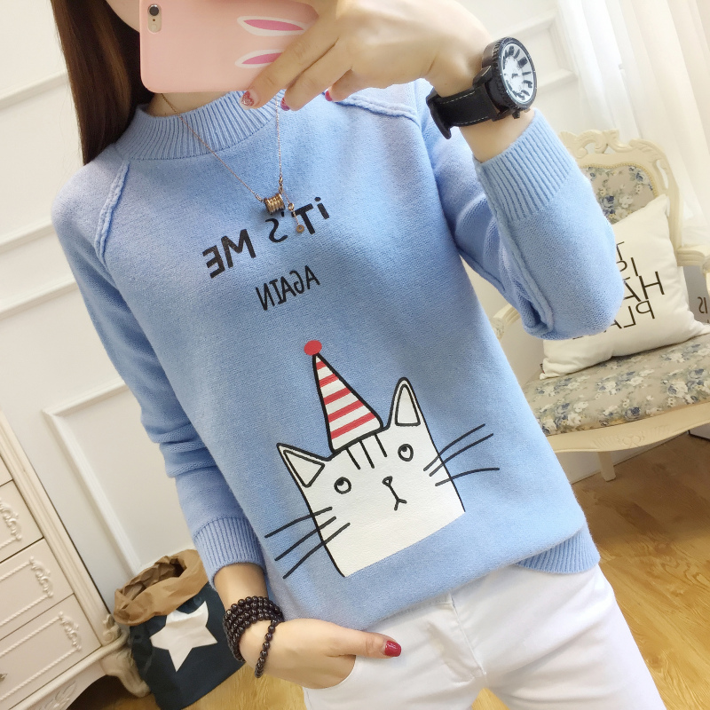 Cô gái 18 tuổi mặc mùa thu thanh niên nữ học sinh trung học cơ sở thả lỏng 16 áo sơ mi 14 áo len 13 trẻ lớn 12 thủy triều áo len cổ cao cho nữ