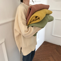 Cream orange Meow sauce shop sweater loose female lazy students show white iu private clothing Yang Ziling Xi with base shirt